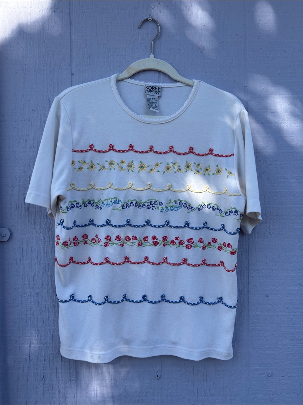 Vintage Koret Francisca Petites Floral Embroidered Tee